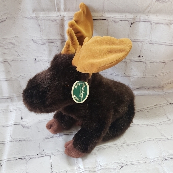 The Bearington Collection Marshall Moose Plush Stuffed Animal Brown Tan With Tag - Picture 1 of 9